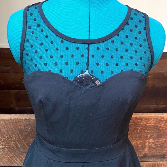 Vintage Y2K Delias Semi Formal Skater Dress w/ Polka Dot Mesh & Goth Vibes - Picture 5 of 10